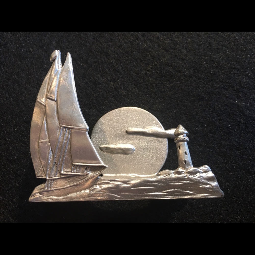 Pewter Sailboat Business Card Holder